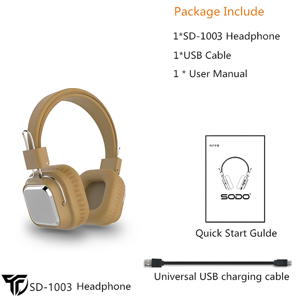 Wireless Bluetooth 5.0 SODO SD-1003 On-Ear Headset with Mic