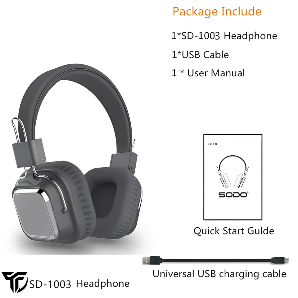 Wireless Bluetooth 5.0 SODO SD-1003 On-Ear Headset with Mic