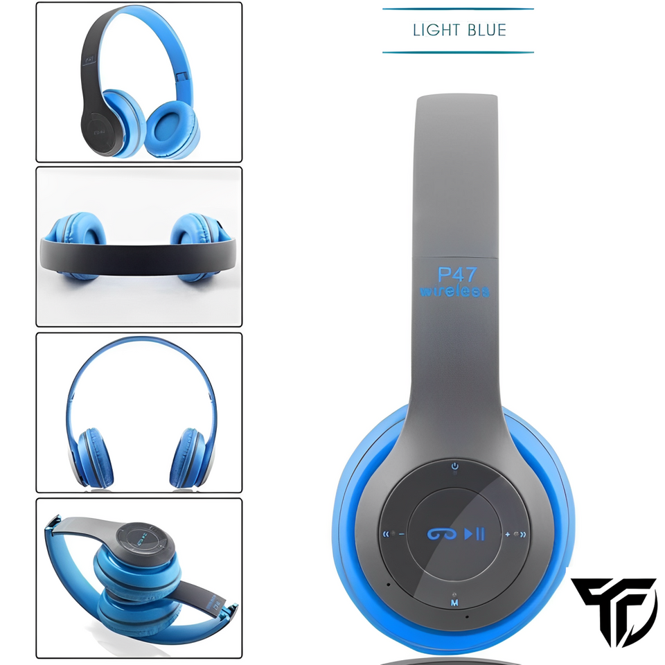 P47 Wireless Bluetooth Headphone With Microphone Foldable Headsets Bass HiFi Sound Music Stereo Earphone For Smartphones TV Game