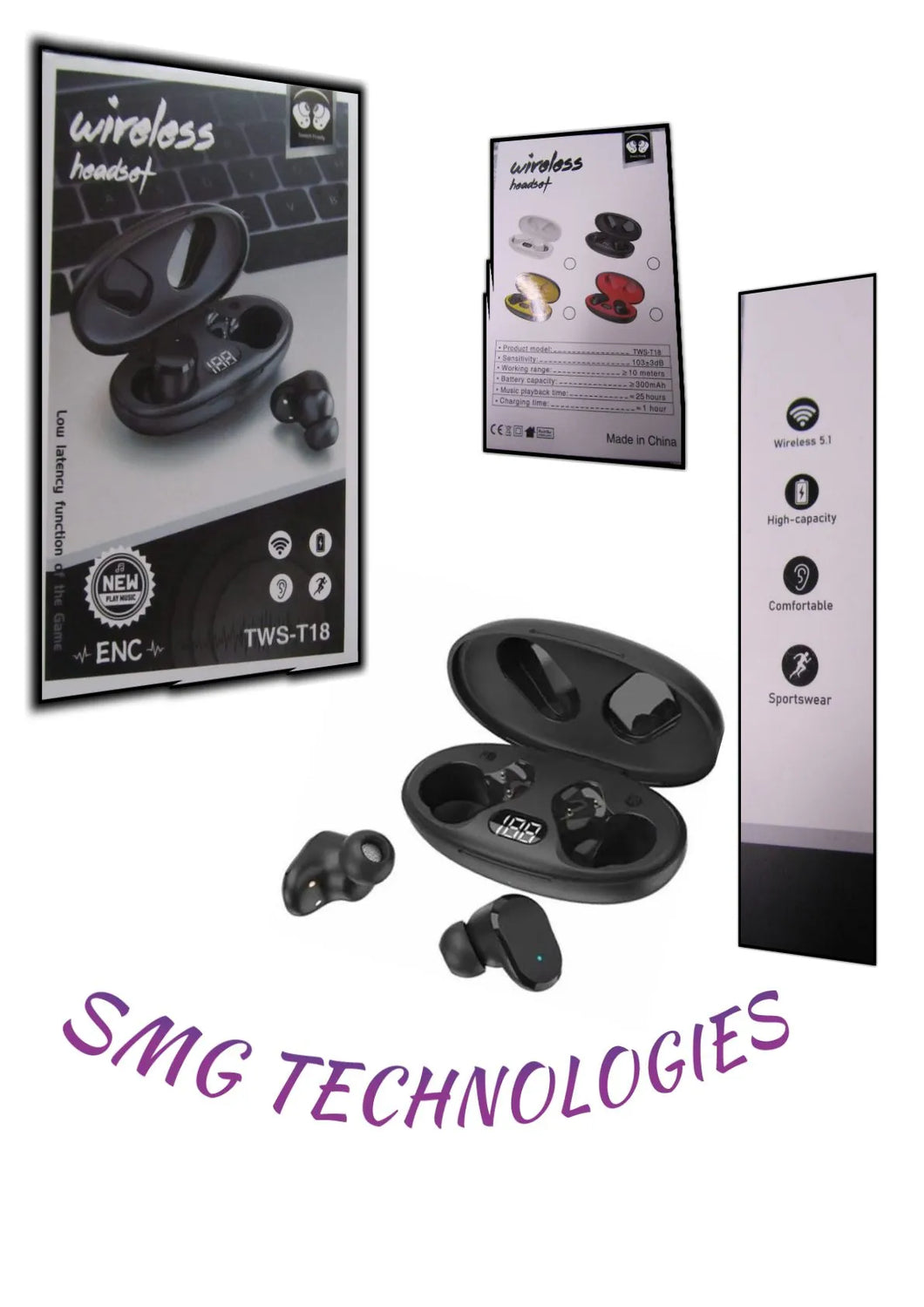 TWS-T18 EARBUDS WIRELESS HEADSET (ENC)