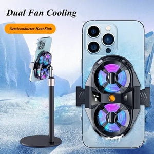 SL07 Mobile Phone Semiconductor Dual Fan Cooling Radiator w/ Temperature Digital Display Screen for IOS Android PUBG Game Cooler