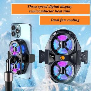 SL07 Mobile Phone Semiconductor Dual Fan Cooling Radiator w/ Temperature Digital Display Screen for IOS Android PUBG Game Cooler