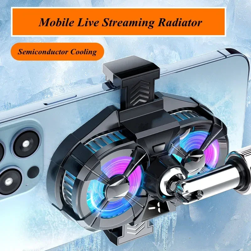 SL07 Mobile Phone Semiconductor Dual Fan Cooling Radiator w/ Temperature Digital Display Screen for IOS Android PUBG Game Cooler